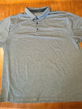 Under Armour 4XLBlack and Gray Men's Striped Polo Shirt - Gray/White